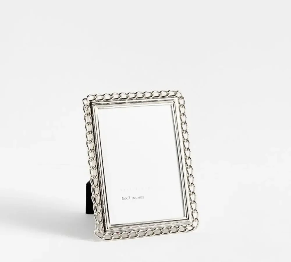 Pottery Barn Metal Chain 5x7 Picture Frame Silver NIB